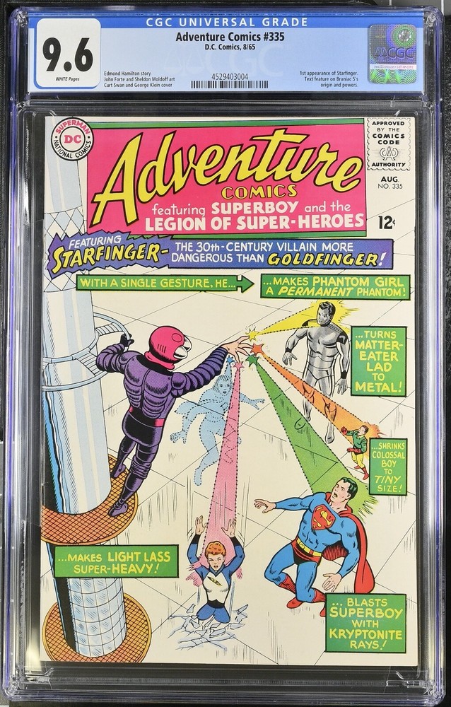 ADVENTURE COMICS #335 CGC 9.6 WHITE PAGES DC 1965 1ST APPEARANCE STARFINGER