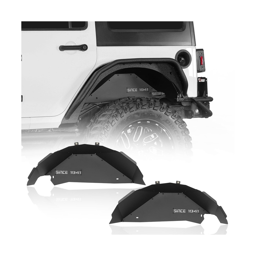 Hooke Road Aluminum JK Rear Inner Fender Liners Wheel Well Liner for 2007-201...