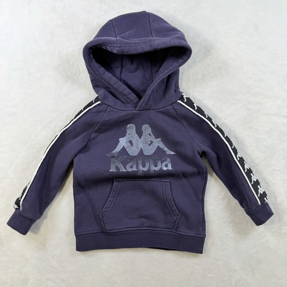 Kappa Pullover Hoodie Sweatshirt Red Kids 3 years Reflective Logo Sides