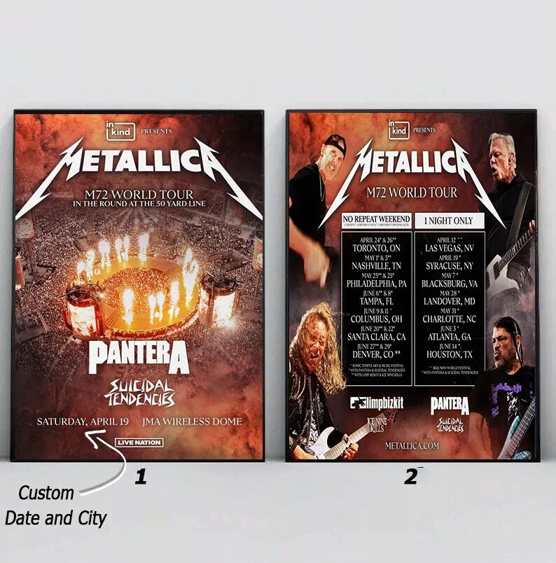 Metallica Concert 2025 New York Poster, Custom Metallica M72 World Tour Poster