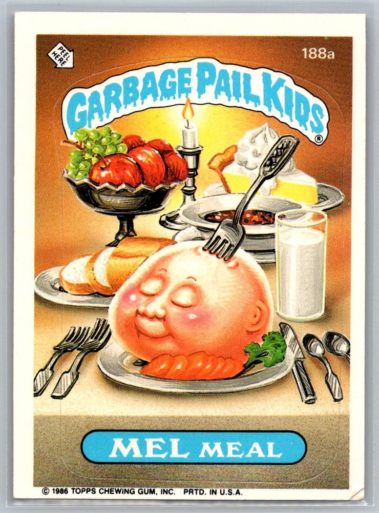1986 Topps Garbage Pail Kids Series 5 #188a Mel Meal Sticker Card