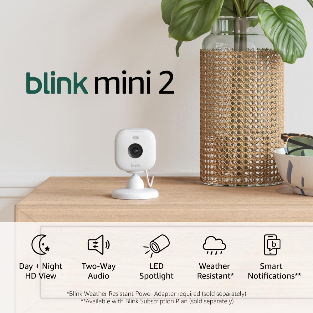 Mini 2 (Newest Model), Plug-In Smart Security Camera, HD Night View in Color, Bu