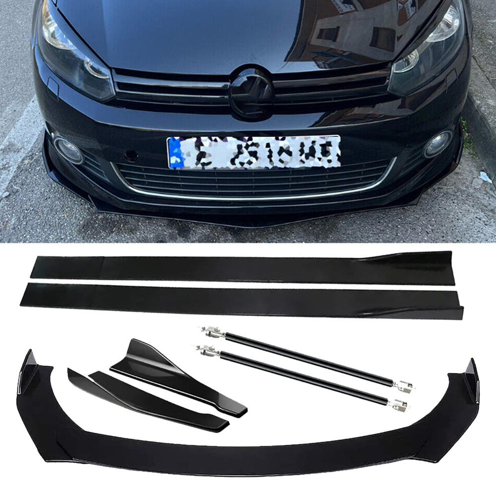 Glossy Front Splitter Bumper Lip Spoiler Side Skirts for Volkswagen M