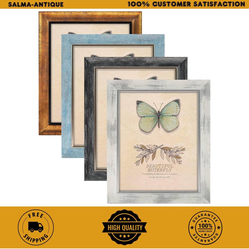 XUANLUO 8x10 Picture Frames Set of 4 Rustic Retro Photo Frame with Plexiglass