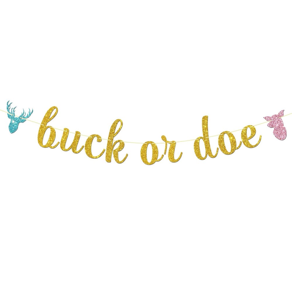Maicaiffe Deer Gender Reveal Banner - Buck or Doe Party Bunting Decor
