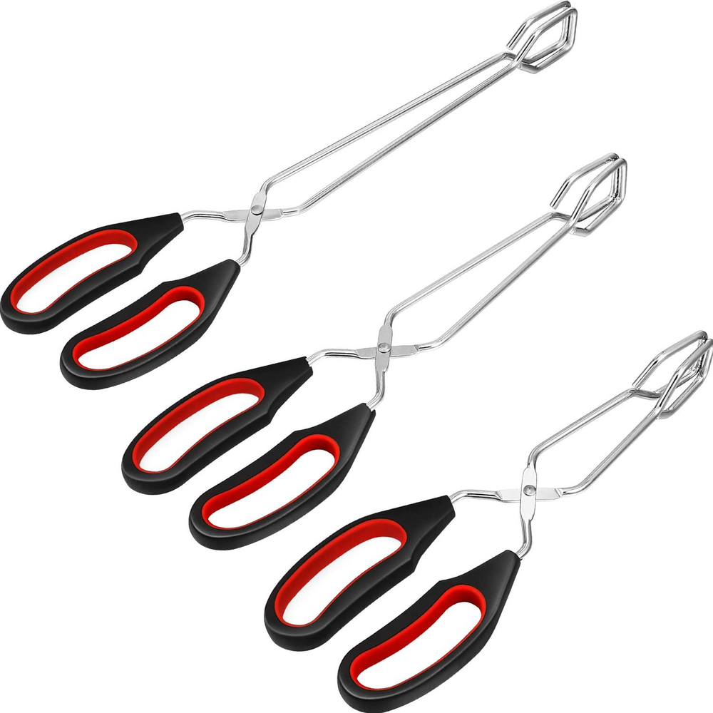 3 Pack Stainless Steel Scissor Tongs 9/11/ 12 Inch Cooking Scissor Tongs Kitchen
