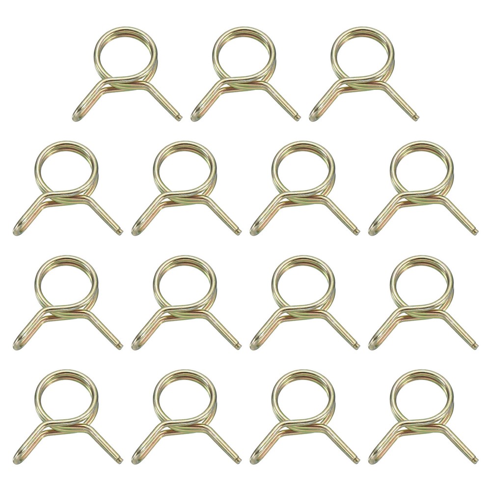 15Pcs Double Wire Spring Hose Clamps, 6mm Tube Clips, Color Zinc