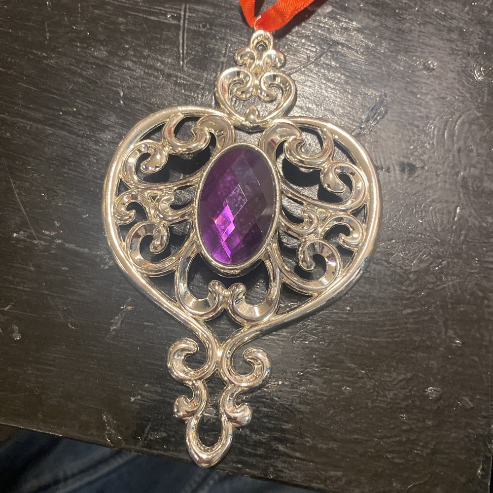 Lenox American by Design Silverplate Bejeweled Scroll Faceted Purple Crystal