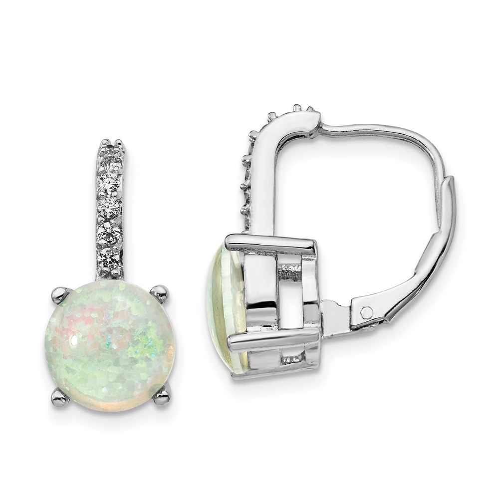 925 Sterling Silver Lab Created Opal and Cubic Zirconia Drop & Dangle Earrings