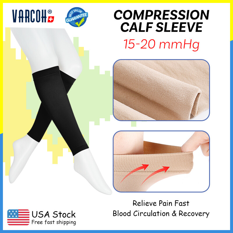 Calf Compression Sleeve Sports Socks Nurses Travel Flight Edema Varicose Veins