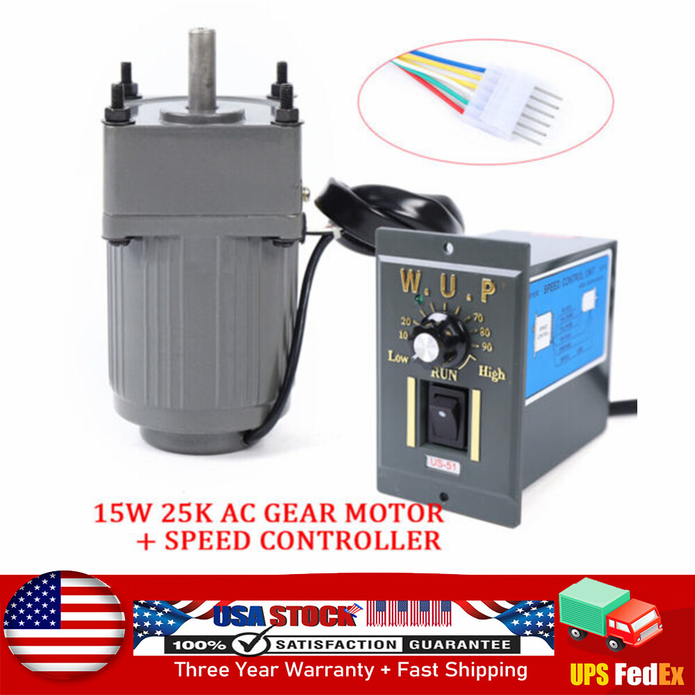 AC 110V Electric Machinery Gear Motor+Speed Controller 54RPM 25K Reduction Ratio