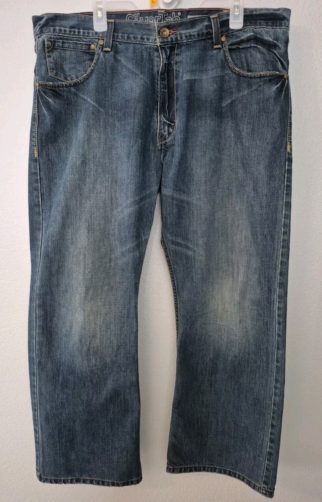 Men's Denim Levi's Silver Tab 40x30 Boot Cut Jeans Distressed Blue  Y2K?