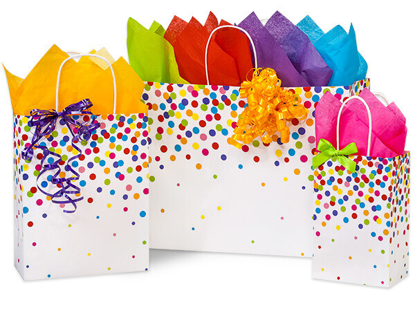 Rainbow Confetti Party Favor Bags - Select Size & Quantity