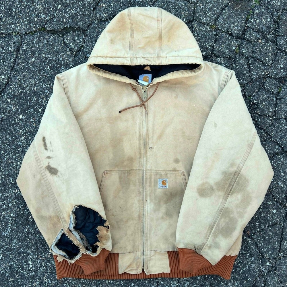 Vintage Y2K Carhartt brown distressed hooded work jacket