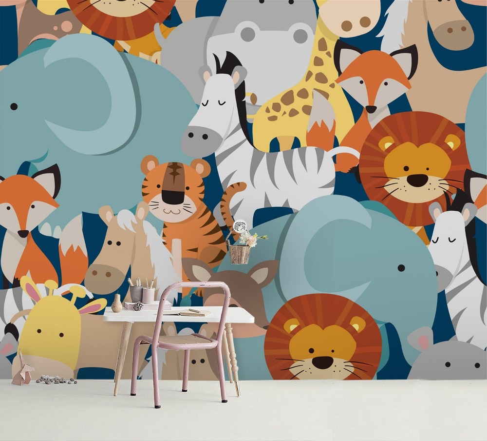 3D Animal Watercolor Pattern Wall Murals Wallpaper Murals Wall Sticker