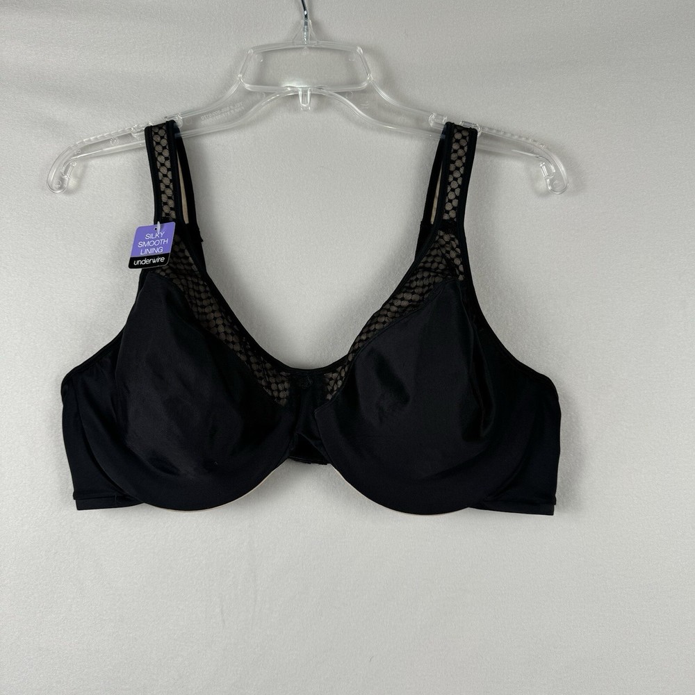 Beauty by Bali Unlined  Bra 42D Black With Lace New Comfort Soft Underwire