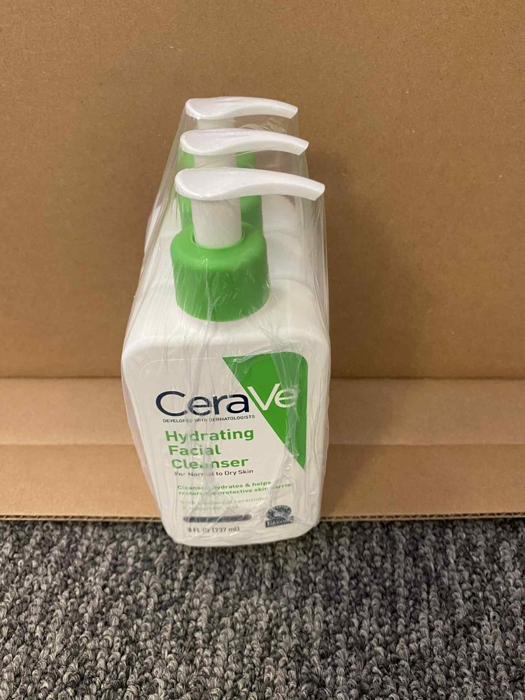 CeraVe Hydrating Facial Cleanser for Normal to Dry Skin 8 oz Pack of 3