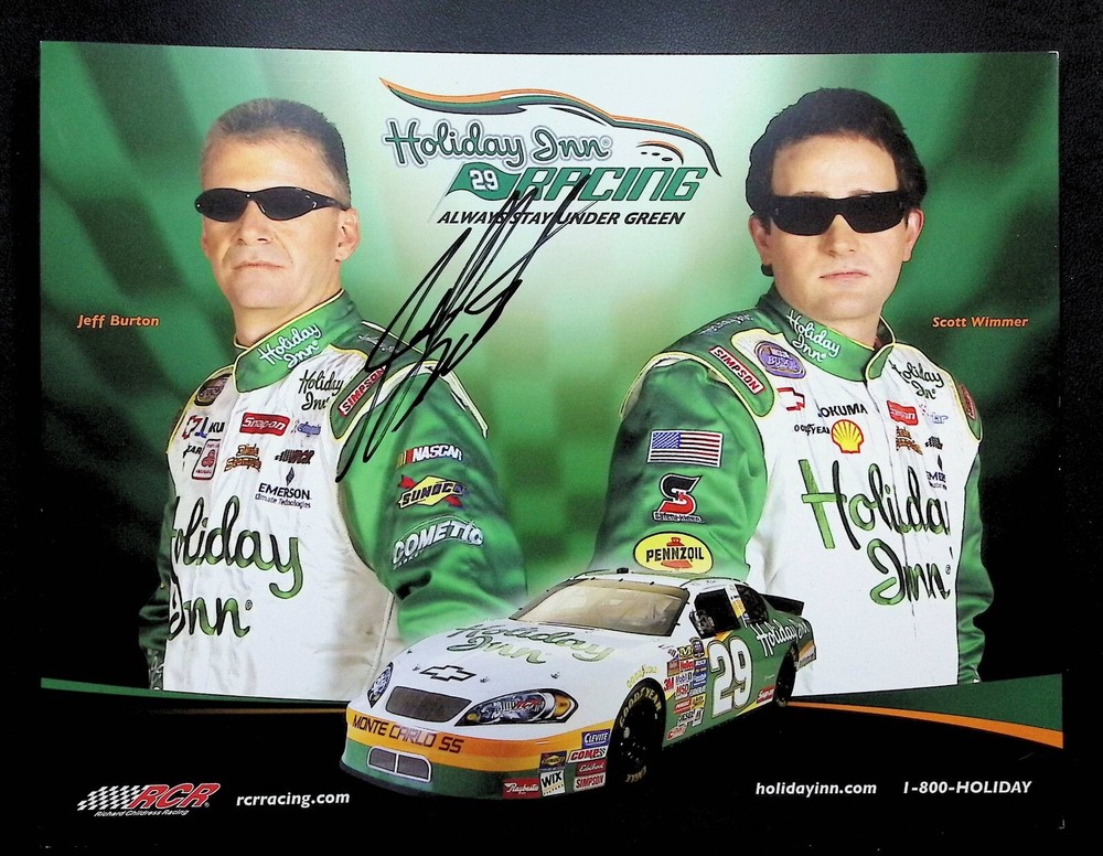 Jeff Burton NASCAR 2007 Autographed Holiday Inn Racing Schedule with COA WWE1-151