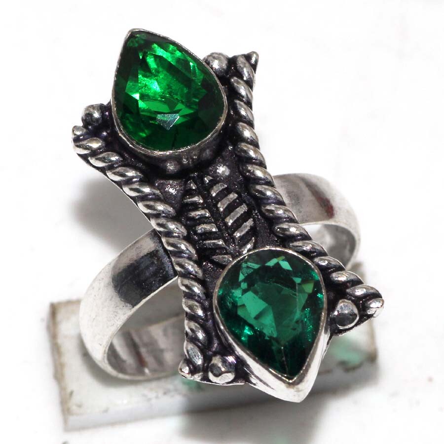 Green Onyx 925 Silver Plated Gemstone Handmade Ring Us 8 Aesthetic Jewellery JW