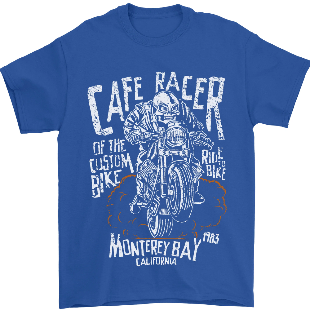 Cafe Racer Skull Motorcycle Biker Motorbike Mens T-Shirt 100% Cotton