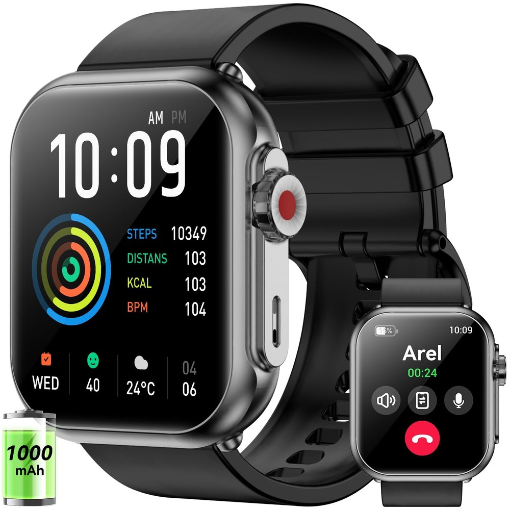 Durable 1000mAh Smartwatch for Men and Women with 185 HD Screen and 100-Day Standby