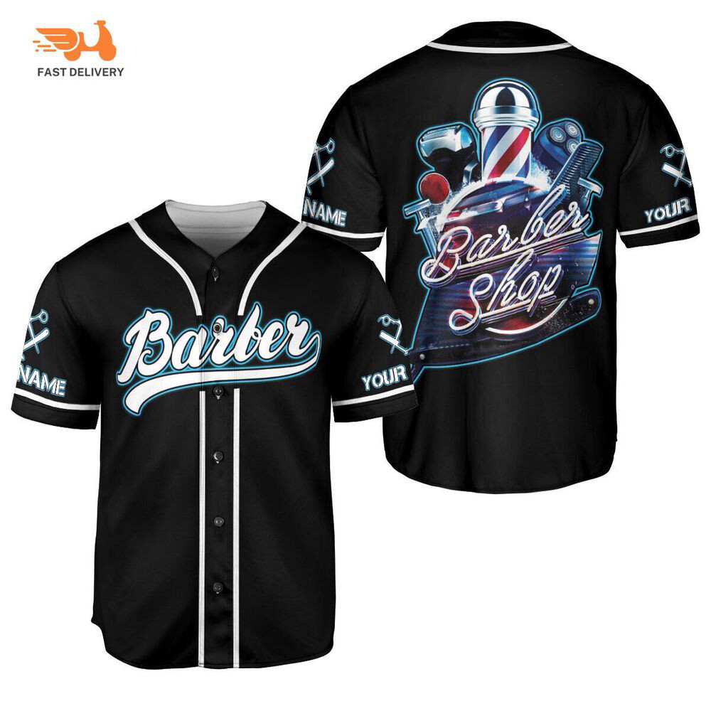 Personalized Baber Shop Baseball Jersey, Hairdresser Baseball Jersey Barber Life