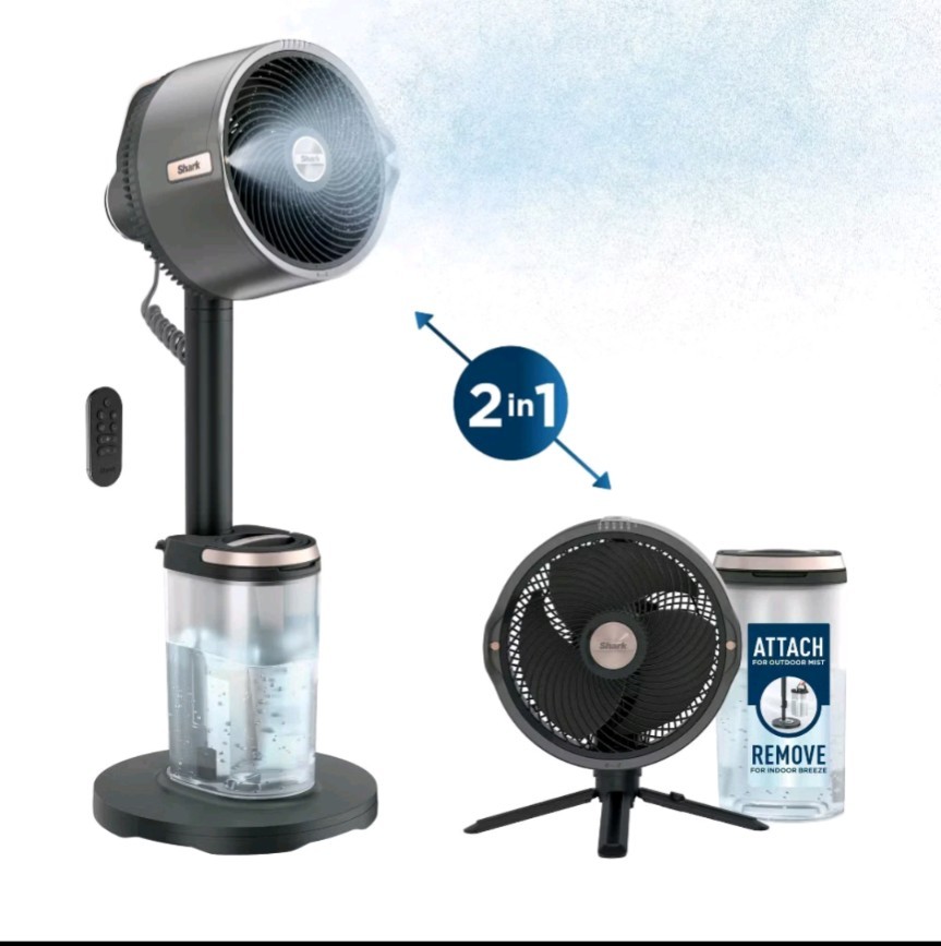 Shark FlexBreeze Pro Mist Fan Indoor and Outdoor Integrated Misting Pedestal to