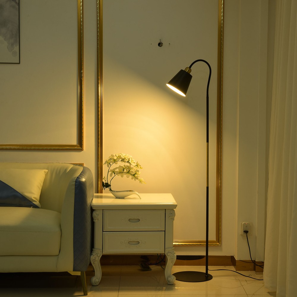 Modern LED Floor Lamp with E26 Socket and Foot Switch for Living Room