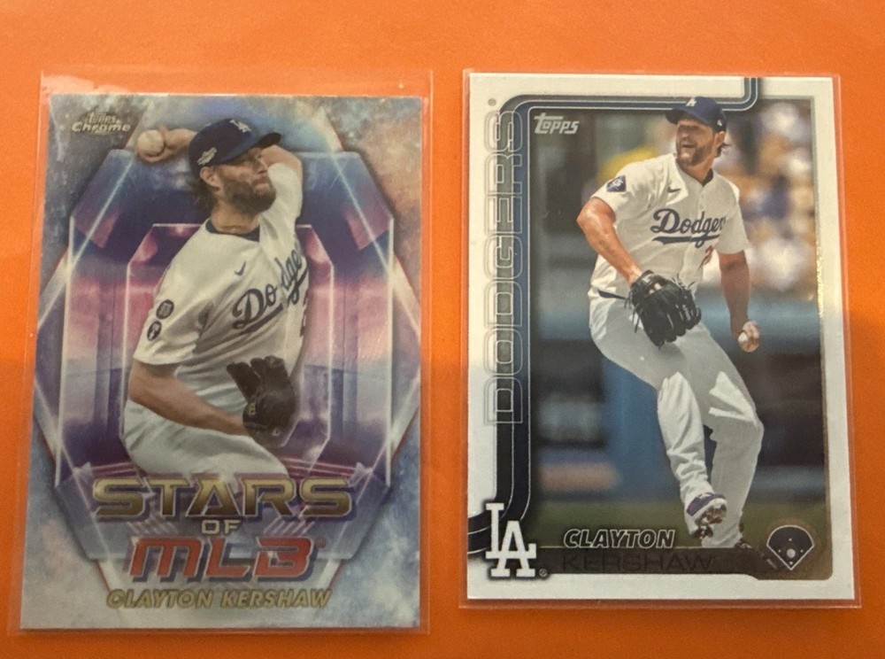 Clayton Kershaw 2 Card dodgers lot - 2023 Topps Chrome Stars of MLB, 2025 Topps