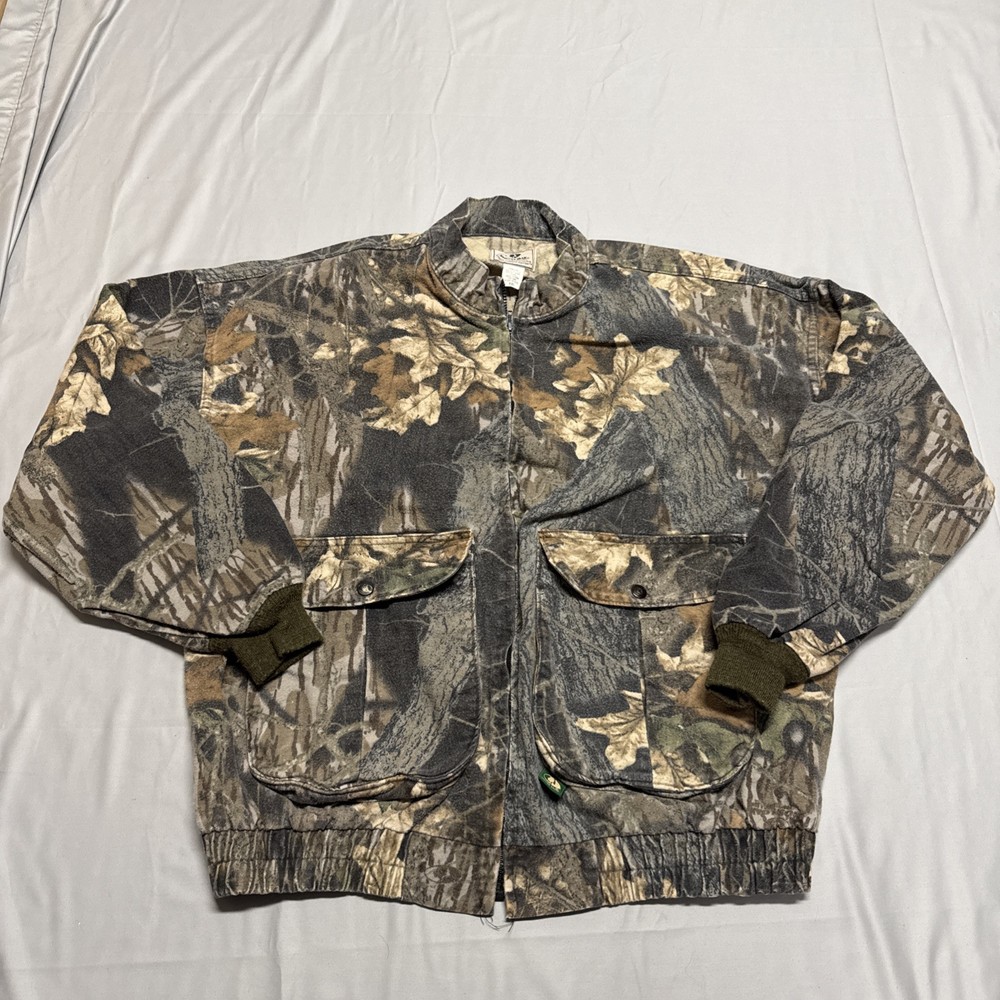Vintage 90’s Mossy Oak Camo Bomber Jacket Outdoors Sz 2XL Full Zip USA Made