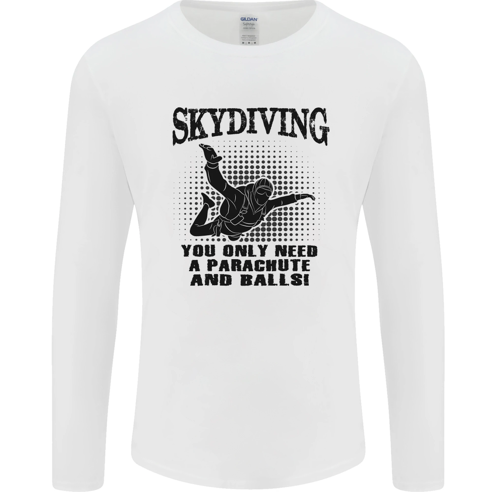 Funny Skydiver Parachute & Balls Men's Long Sleeve Tee