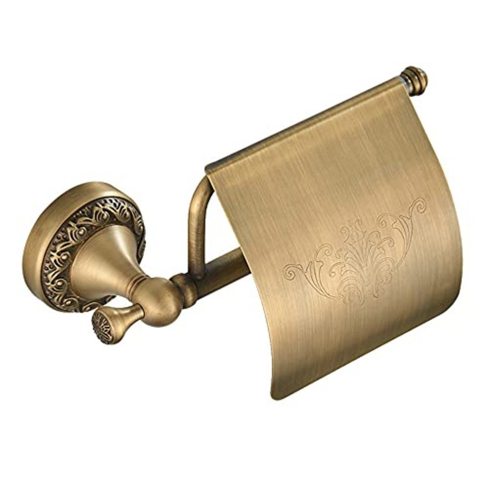 Brass Toilet Paper Holder Wall Mounted Vintage Design For Bathroom Convenience