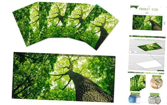 4 Pack Fluorescent Light Covers for Ceiling Lights 4Pack Towering trees（2）