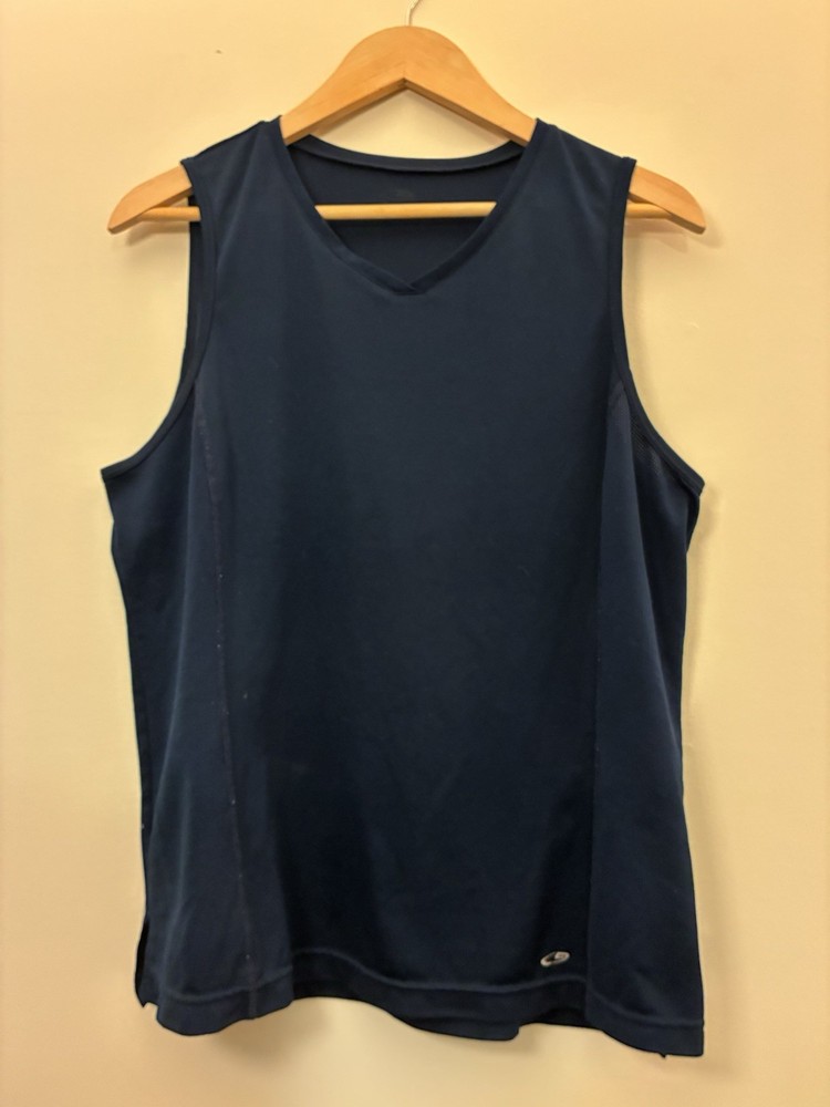 C9 Champion Women's Solid Navy Mesh Side Polyester V-Neck Sleeveless Tank Top XL