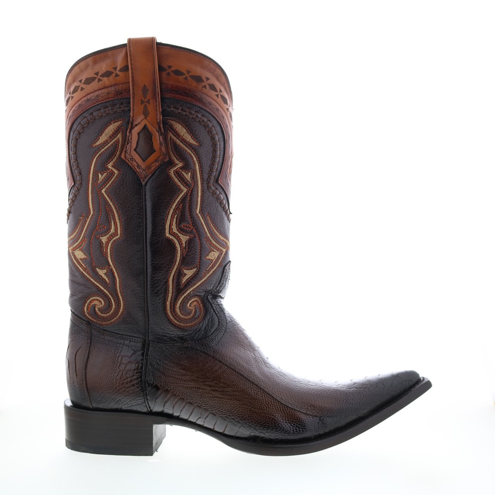 Los Altos 3X Toe Ostrich Leg 9530516 Mens Brown Wide Cowboy Western Boots