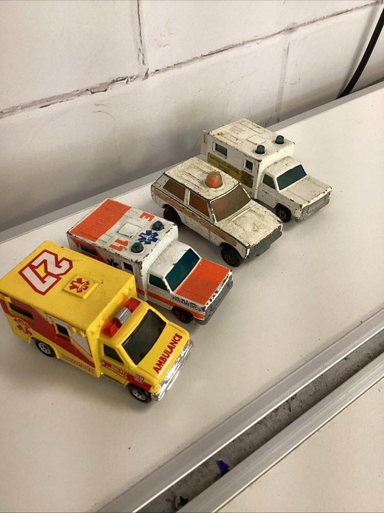 1970s Matchbox Ambulance Toys, Vintage, Collectible, Lot Of 4