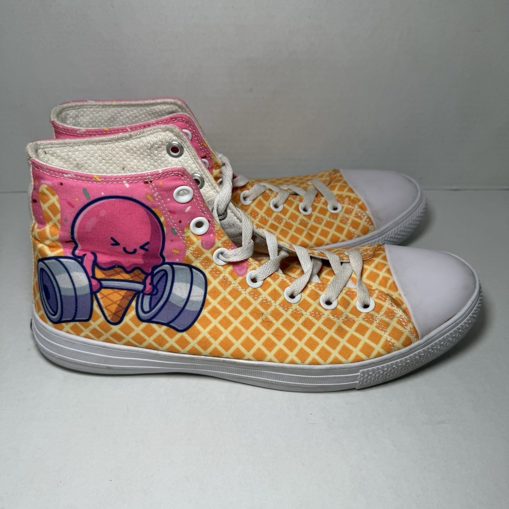 RAAD Shop High Top Sneakers Shoes Waffle Cone Ice Cream Weightlifting RARE 9.5