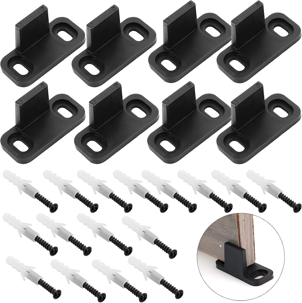 8-Piece Black Barn Door Floor Guides for Sliding Pocket Doors