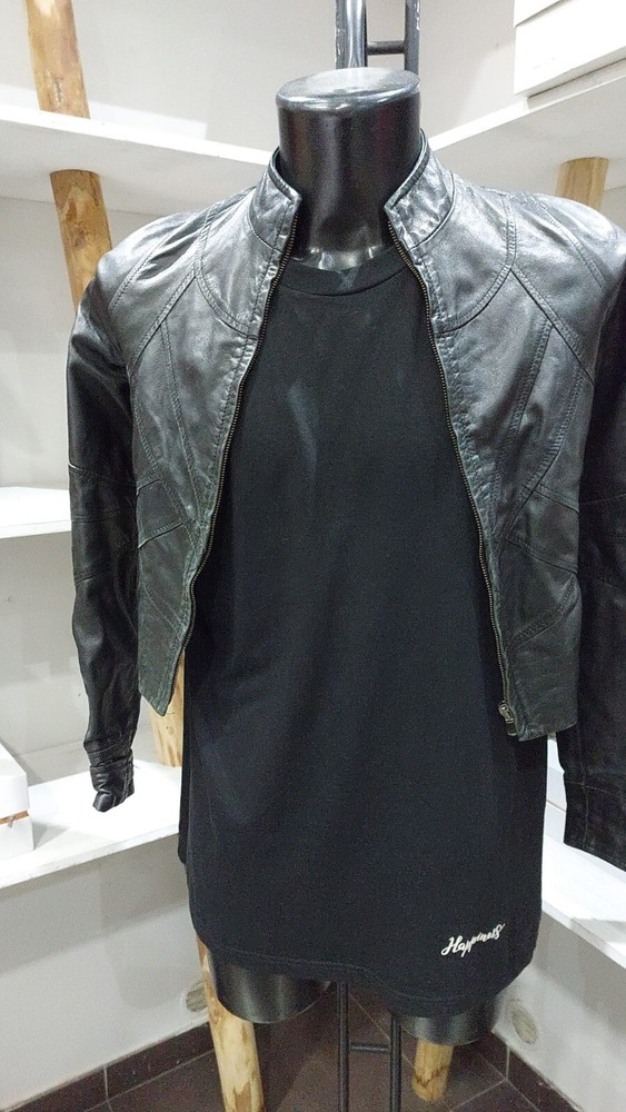 Leather Jacket Used Woman Black Size 44 PGC917PI