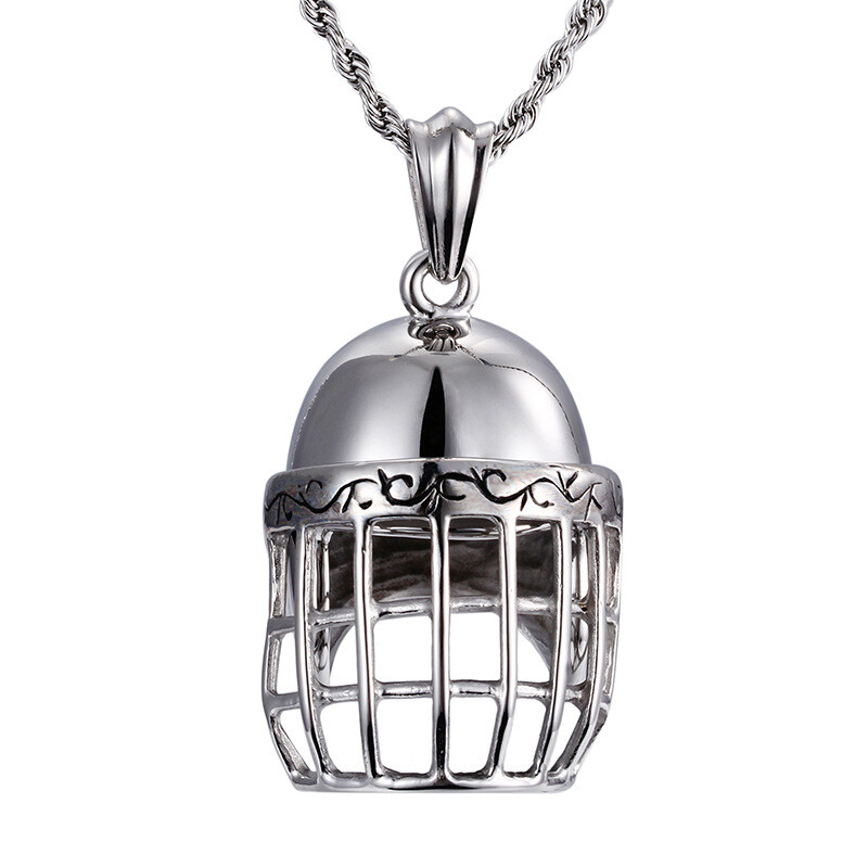 Stainless steel necklace Men's fashion baseball helmet titanium steel pendant