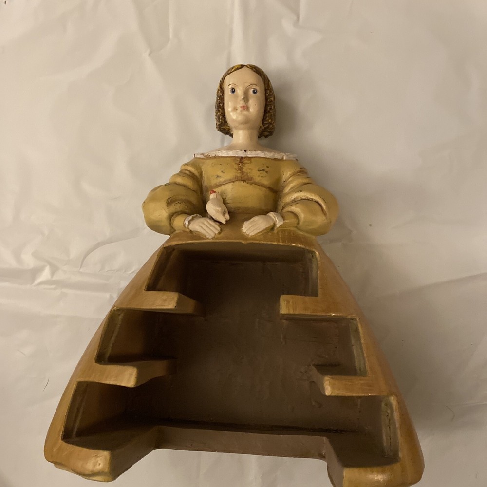 Vintage Lady with Bird Figurine Jewelry Box Rare Collectible