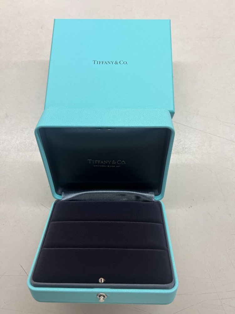 Tiffany & Co Large Blue Leather Double Ring Box with Case