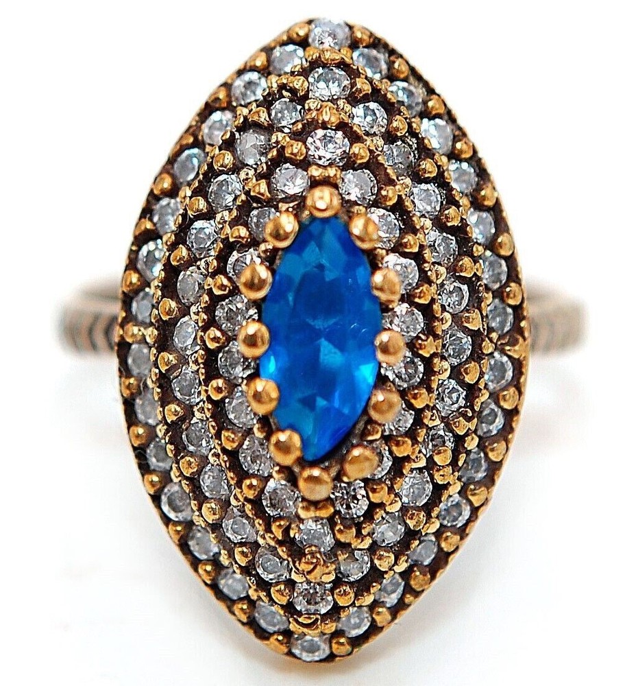 Vintage Ottoman Empire Inspired 6CT Treated Sapphire 925 Sterling Silver Ring Size 8 HB2-4