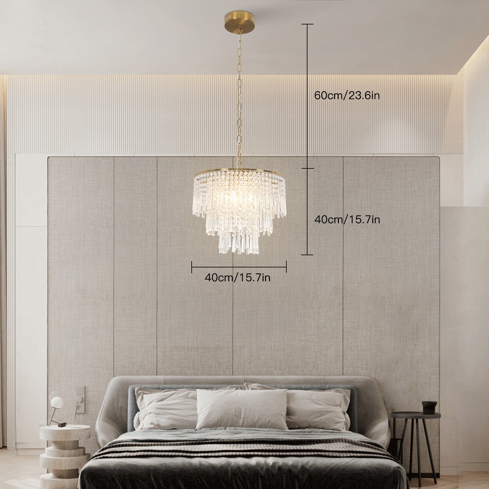 Modern Ceiling Lighting Crystal Chandelier Glass Pendant Fixture 5-E12 Bulb USA