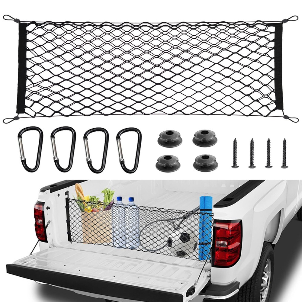 BAILALIBO Adjustable Pickup Truck Bed Cargo Net for Secure Storage