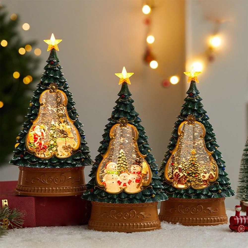 Christmas Snow Globe Lantern Mini Scene Ornament Decoration Xmas LED Light Up