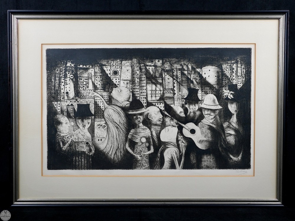 Vintage Framed Noel Rockmore Signed Expressionist Etching 