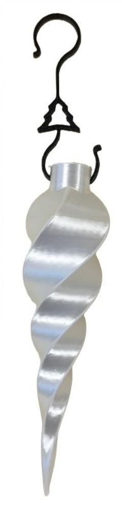 3D Printed White Swirled Icicle Ornament