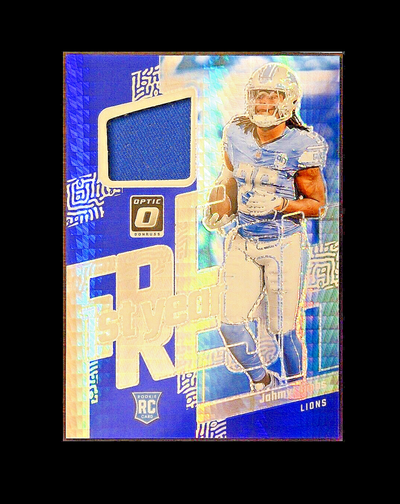 2023 Jahmyr Gibbs 1st year Panini Donruss Optic #FYF-JG Lions Rookie Card Patch!