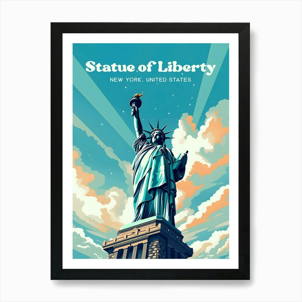 Statue of Liberty New York National Monument Framed Canvas Wall Art Print  